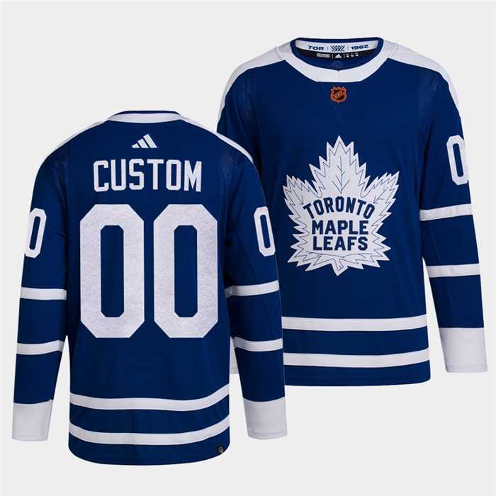 Mens Toronto Maple Leafs Black Custom Blue 2022 Reverse Retro Stitched Jersey